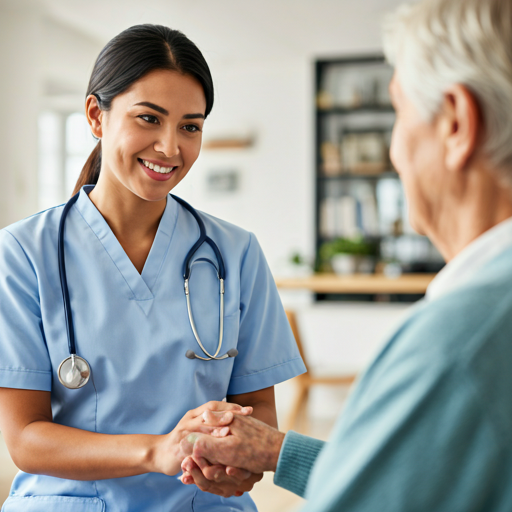 Professional caregiver with senior client